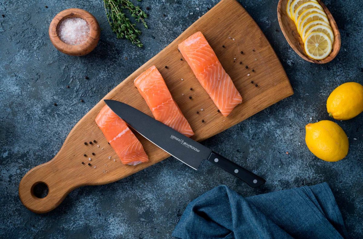 Samura SHADOW Non-Stick Coated Chef's Knife - 208mm, Black - Kitchenly