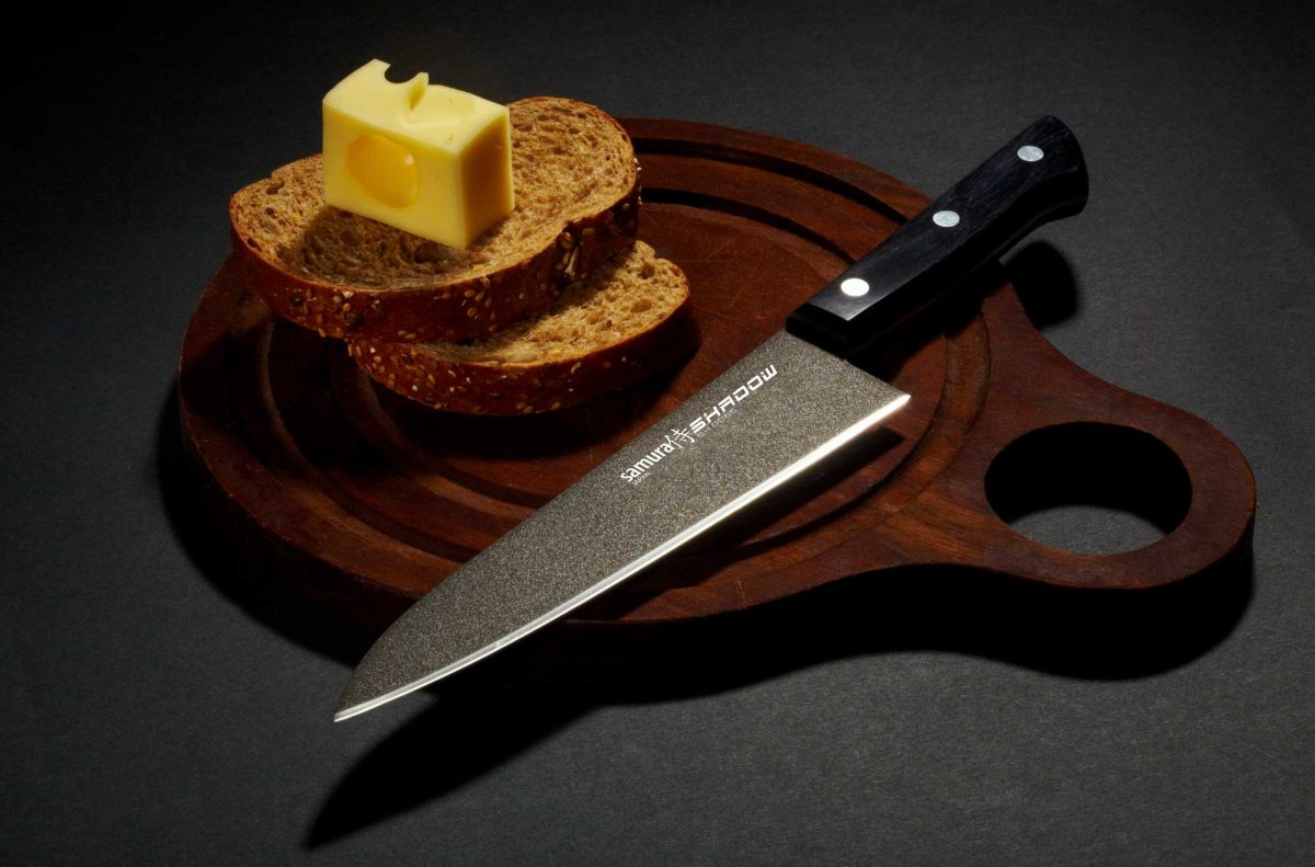 Samura SHADOW Non-Stick Coated Knife Set - Chef's Knife, Utility Knife, Paring Knife, Black - Kitchenly