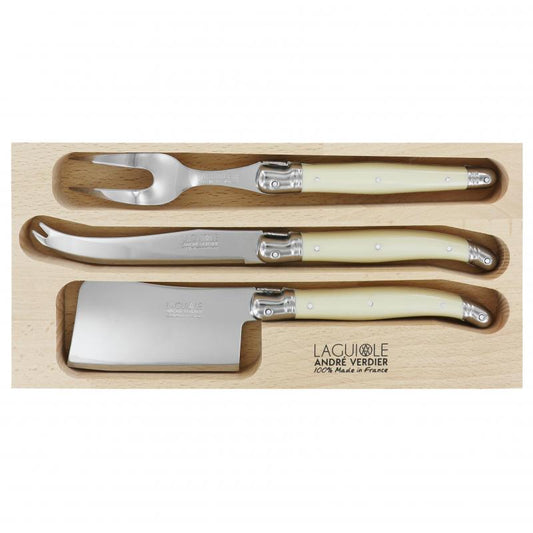 André Verdier Laguiole Debutant Ivory Cheese Set with Fork - 3 Piece