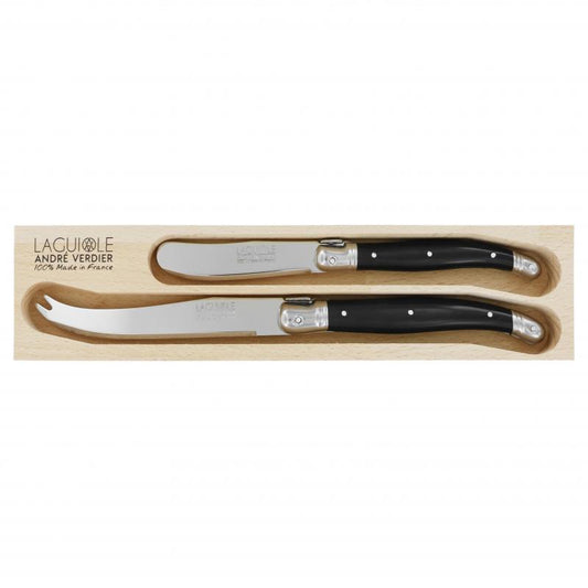 André Verdier Laguiole Debutant Black Cheese Set - 2 Piece