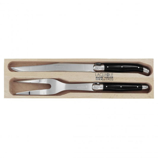 André Verdier Laguiole Debutant Black Carving Set - 2 Piece