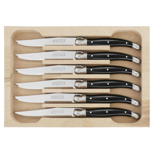 André Verdier Laguiole Debutant Black Dessert Knife - 6 Piece