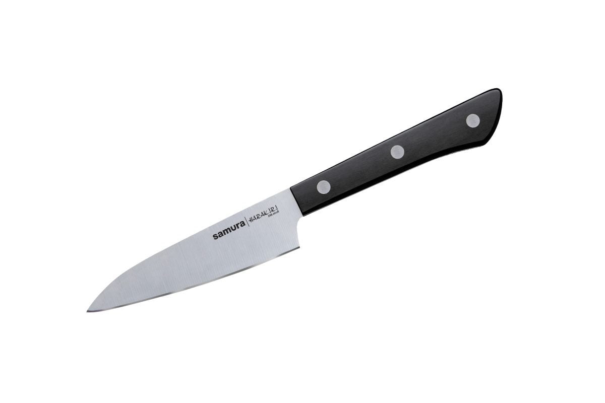 Samura HARAKIRI Super Set: Paring, Utility, Slicing, Saw Knife, Chef's, Sharpening Steel, Scissors, Knife Holder - Kitchenly
