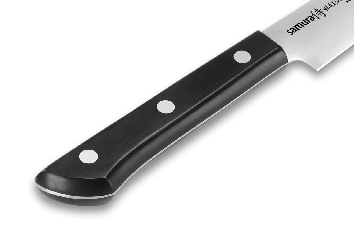 Samura HARAKIRI Knife Set - Paring, Utility, Nakiri, Santoku, Chef's Knife, White Handle - Kitchenly