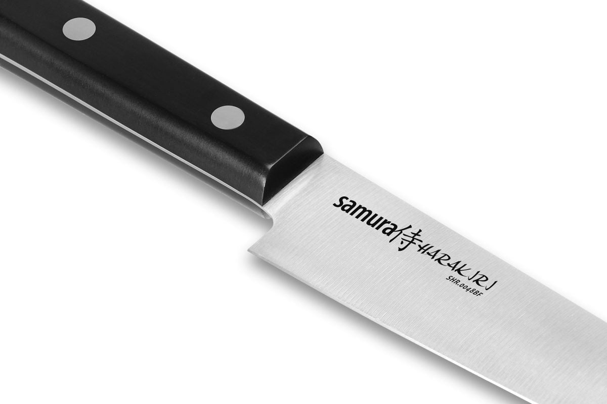 Samura HARAKIRI Knife Set - Paring, Utility, Nakiri, Santoku, Chef's Knife, White Handle - Kitchenly