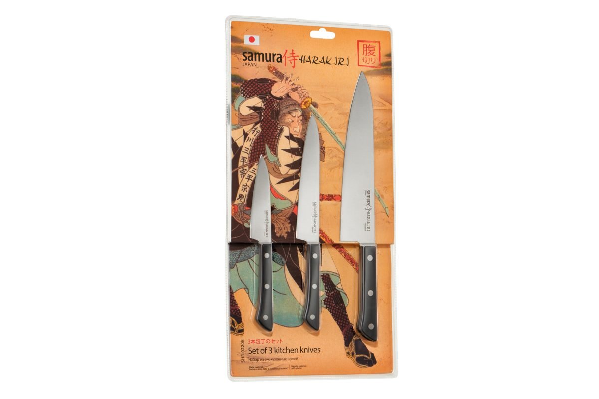 Samura HARAKIRI Knife Set - Paring Knife, Utility Knife, Chef Knife - Kitchenly