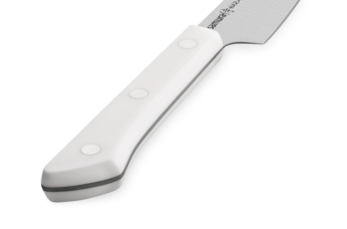 Samura HARAKIRI Knife Set - Utility Knife, Two-sided Saw Knife, Chef's Knife, White Handle, - Kitchenly