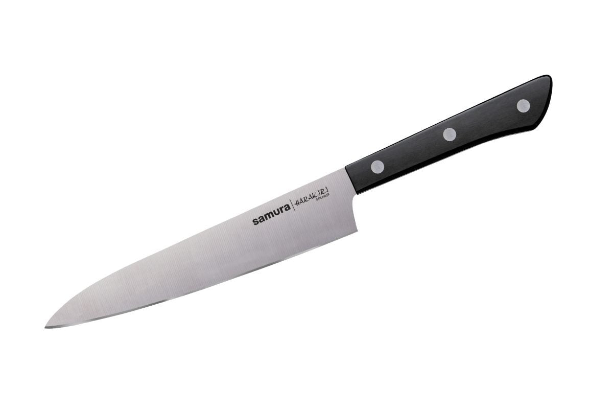 Samura HARAKIRI Super Set: Paring, Utility, Slicing, Saw Knife, Chef's, Sharpening Steel, Scissors, Knife Holder - Kitchenly