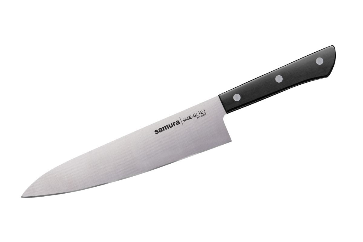 Samura HARAKIRI Super Set: Paring, Utility, Slicing, Saw Knife, Chef's, Sharpening Steel, Scissors, Knife Holder - Kitchenly