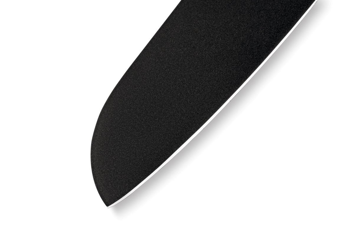 Samura SHADOW Non-Stick Coated Santoku Knife - 175mm, Black - Kitchenly