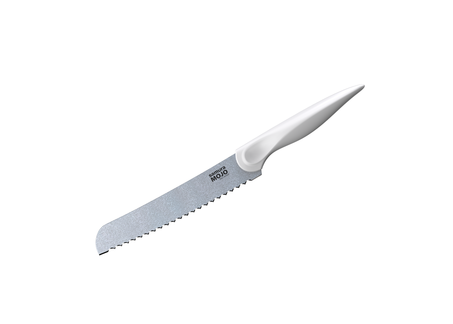 Samura MOJO Knife Block Set 6Pcs White: Paring, Utility, Fillet, Bread, Chef's Knives, Grey Brush Block - Kitchenly