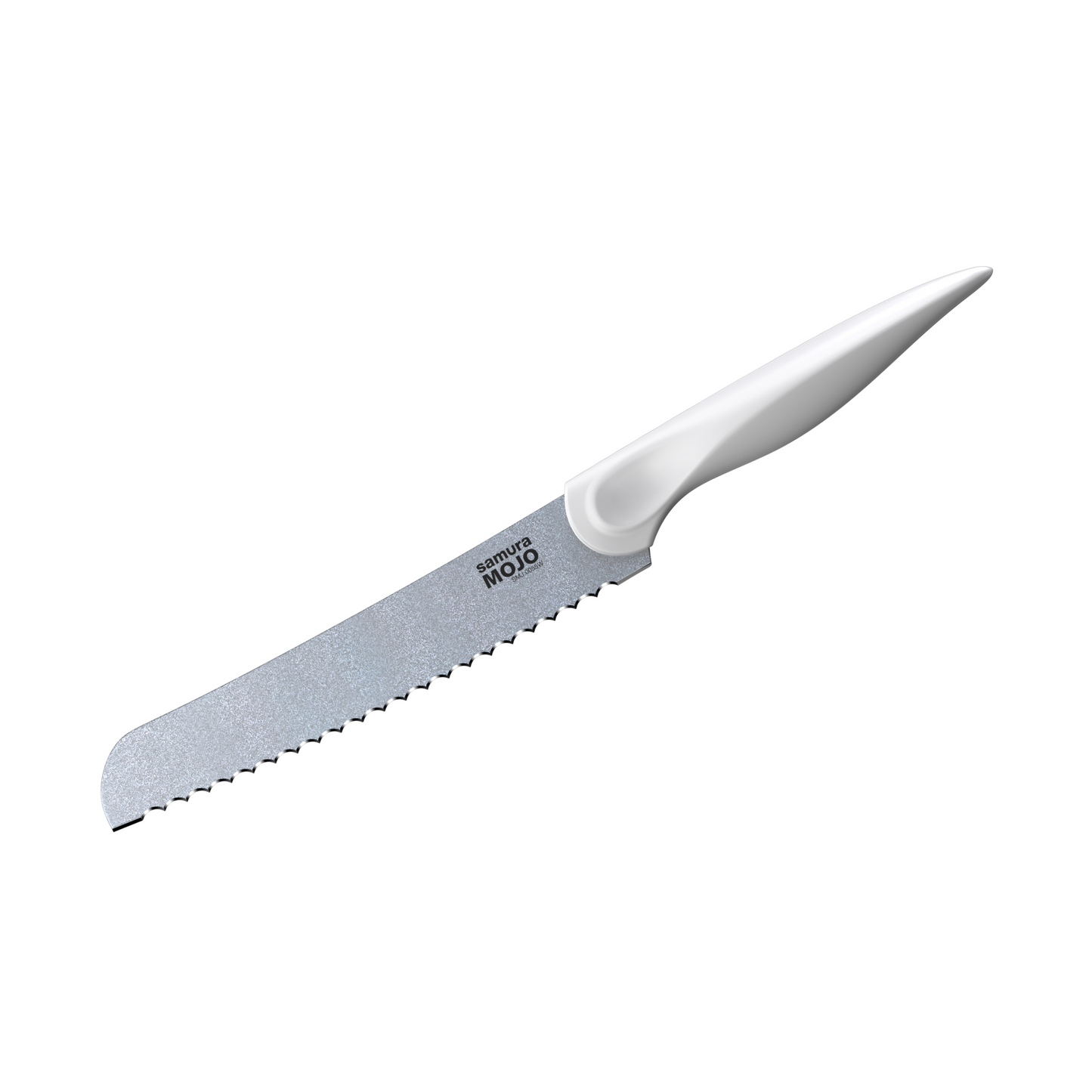 Samura MOJO Knife Block Set 6Pcs White: Paring, Utility, Fillet, Bread, Chef's Knives, Grey Brush Block - Kitchenly