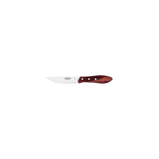 Tramontina Jumbo Serrated Churrasco Steak Knife - Wide Blade, Red Polywood Handle, 127mm, Box of 12