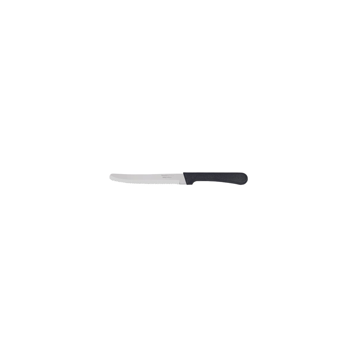 Tramontina Serrated Churrasco Plenus Steak Knife - Narrow Blade, 127mm, Black, Box of 12
