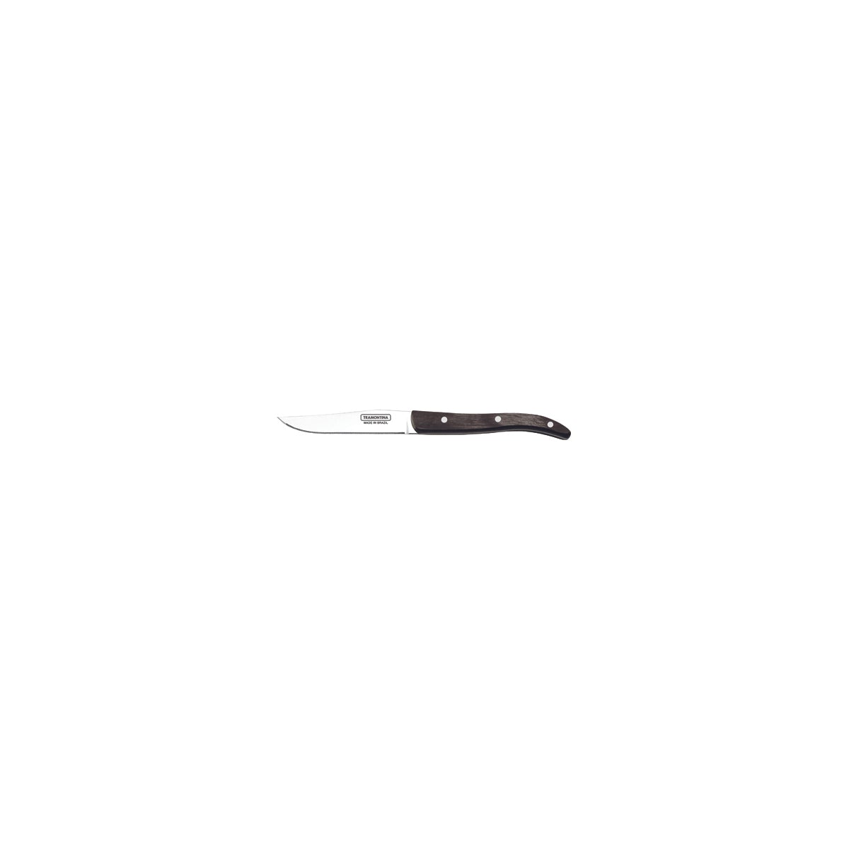 Tramontina Micro Serrated Churrasco Steak Knife - Narrow Blade, Brown Polywood Handle, 102mm , Box of 12
