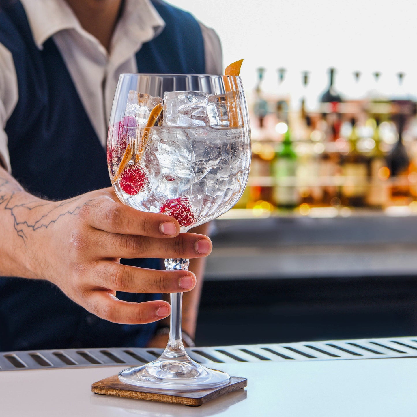 Zanzi Natural Acacia Square Coaster 4pc Set - 90x90x5mm