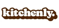 Bold brown kitchenly text logo with rounded font on white background