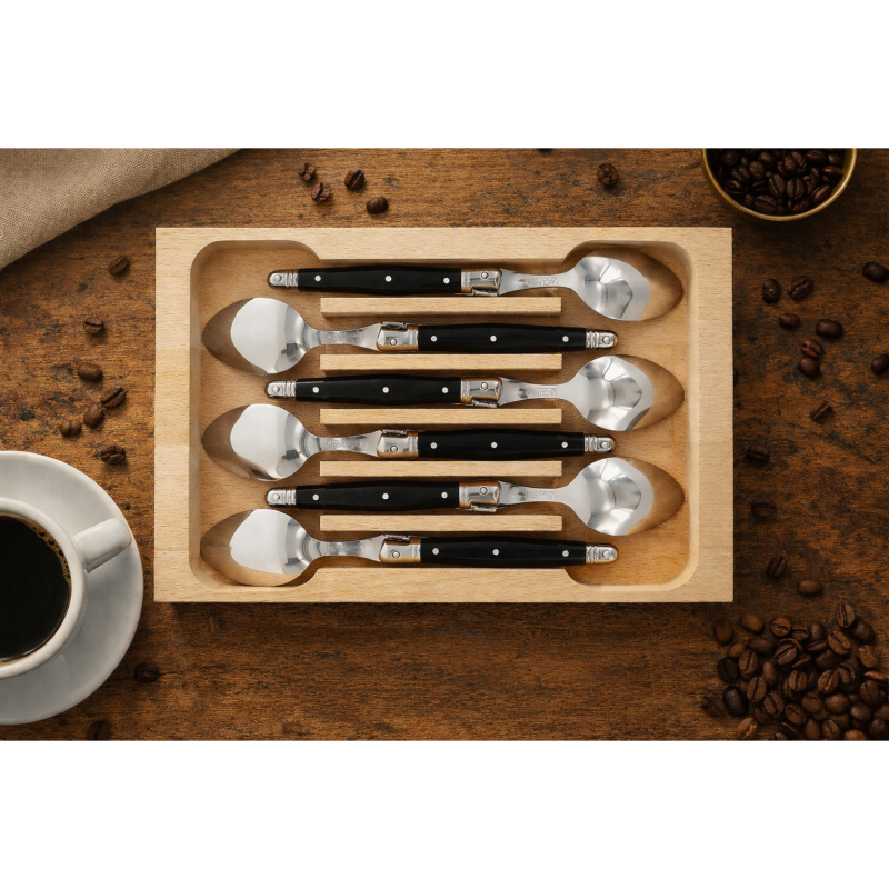 André Verdier Laguiole Debutant Black Coffee Spoon - 6 Piece