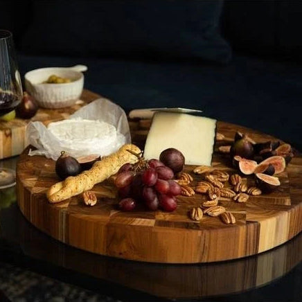 TeakHaus Butcher Block Teak End Grain Carving and Cutting Board Round 45.5×5.1cm
