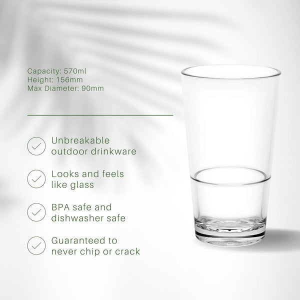 D-Still Essentials Polycarbonate Highball Beer - W&M Certified, Nucleated, 570ml , Box of 4