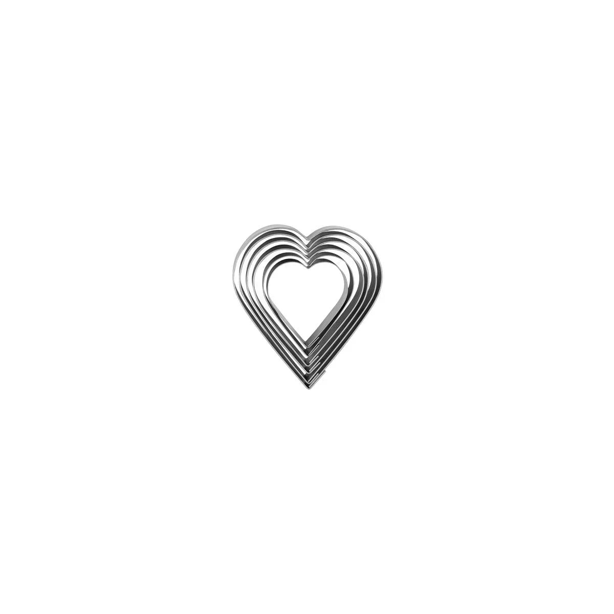 Chef Inox Cutter Set Heart Stainless Steel 6pc 50-90mm - Kitchenly
