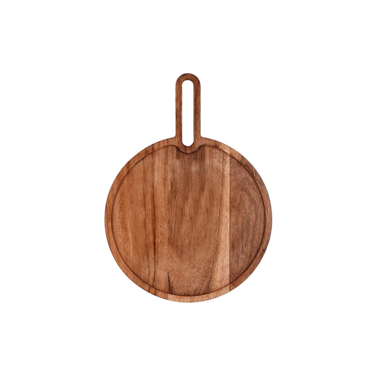 Chef Inox Serve Natural Acacia Round Paddle Board 255x15mm - Kitchenly