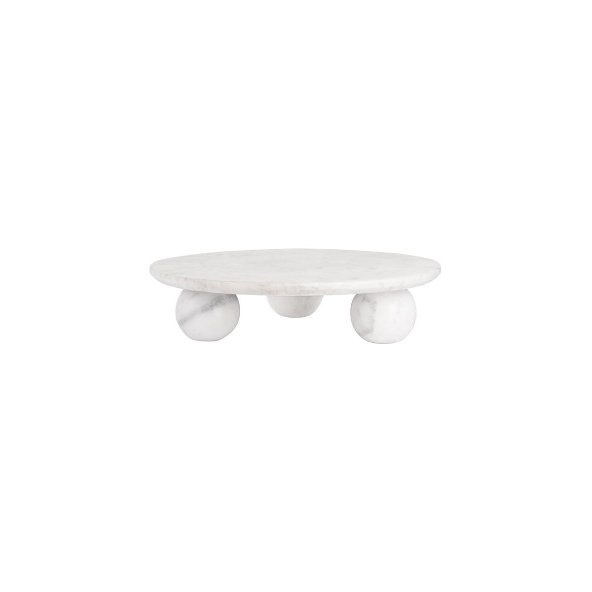 Chef Inox Serve White Marble Round Board with Large Round Feet 350x85mm - Kitchenly