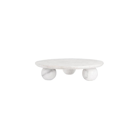 Chef Inox Serve White Marble Round Board with Large Round Feet 350x85mm - Kitchenly