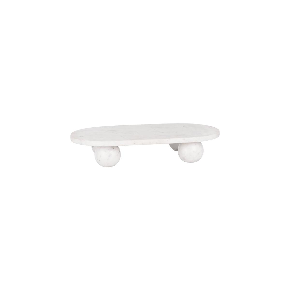 Chef Inox Serve White Marble Oval Platter with Large Round Feet 460x260x85mm - Kitchenly