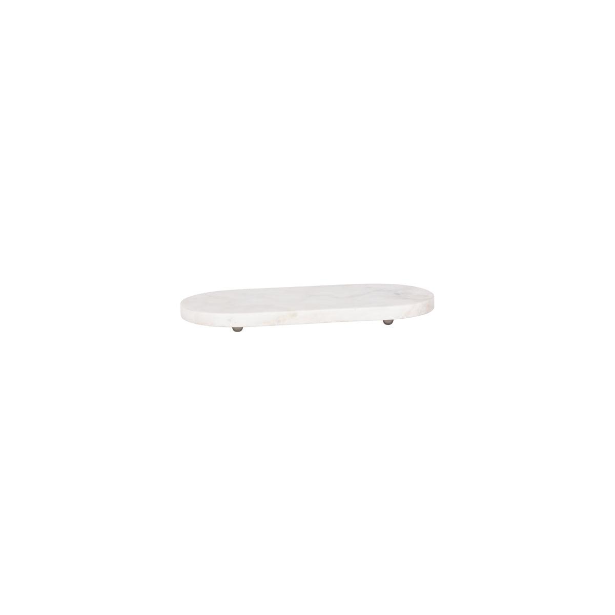 Chef Inox Serve White Marble Oval Board with Small Metal Feet 365x170mm (Box of 2) - Kitchenly