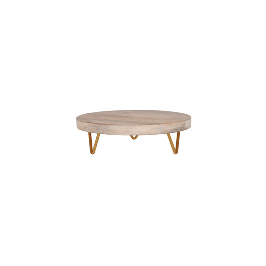 Chef Inox Serve Whitewash Mangowood Round Display Stand Metal Legs 300x90mm (Box of 4) - Kitchenly