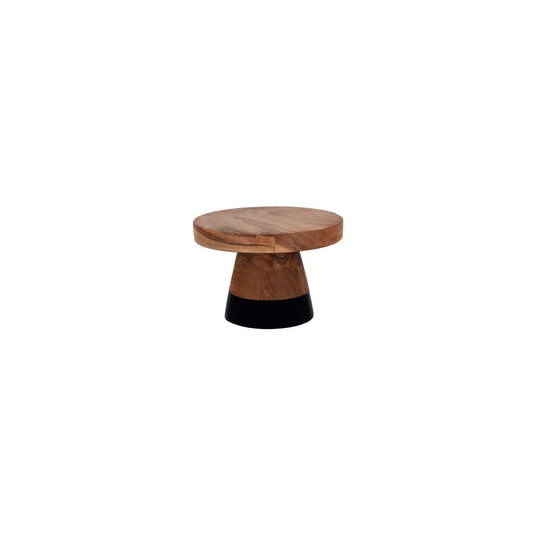 Chef Inox Serve Natural Acacia Round Cake Stand with Black Boarder 200x140mm (Box of 4) - Kitchenly