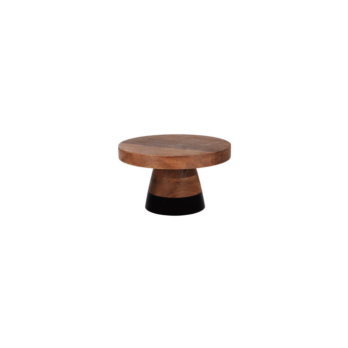 Chef Inox Serve Natural Acacia Round Cake Stand Black Boarder 230x140mm (Box of 4) - Kitchenly