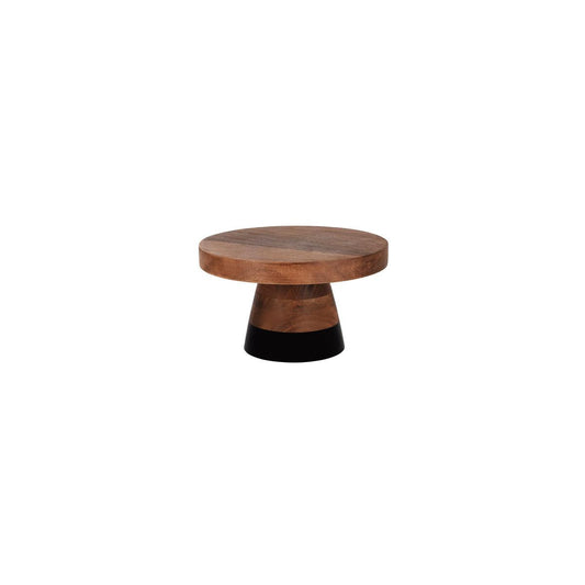 Chef Inox Serve Natural Acacia Round Cake Stand Black Boarder 230x140mm (Box of 4) - Kitchenly