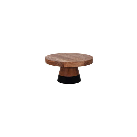 Chef Inox Serve Natural Acacia Round Cake Stand Black Boarder 250x125mm (Box of 4) - Kitchenly