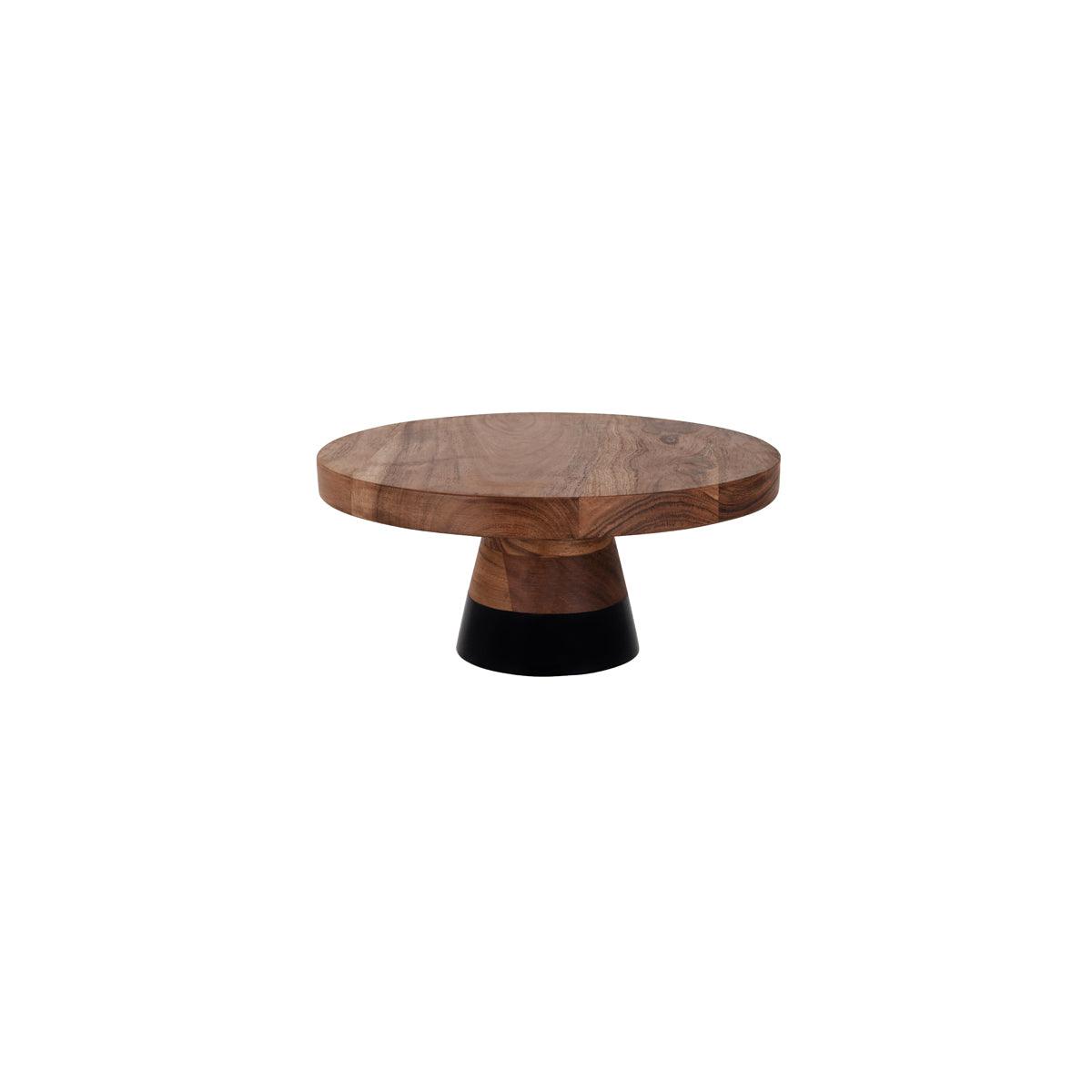 Chef Inox Serve Natural Acacia Round Cake Stand Black Boarder 300x140mm (Box of 4) - Kitchenly