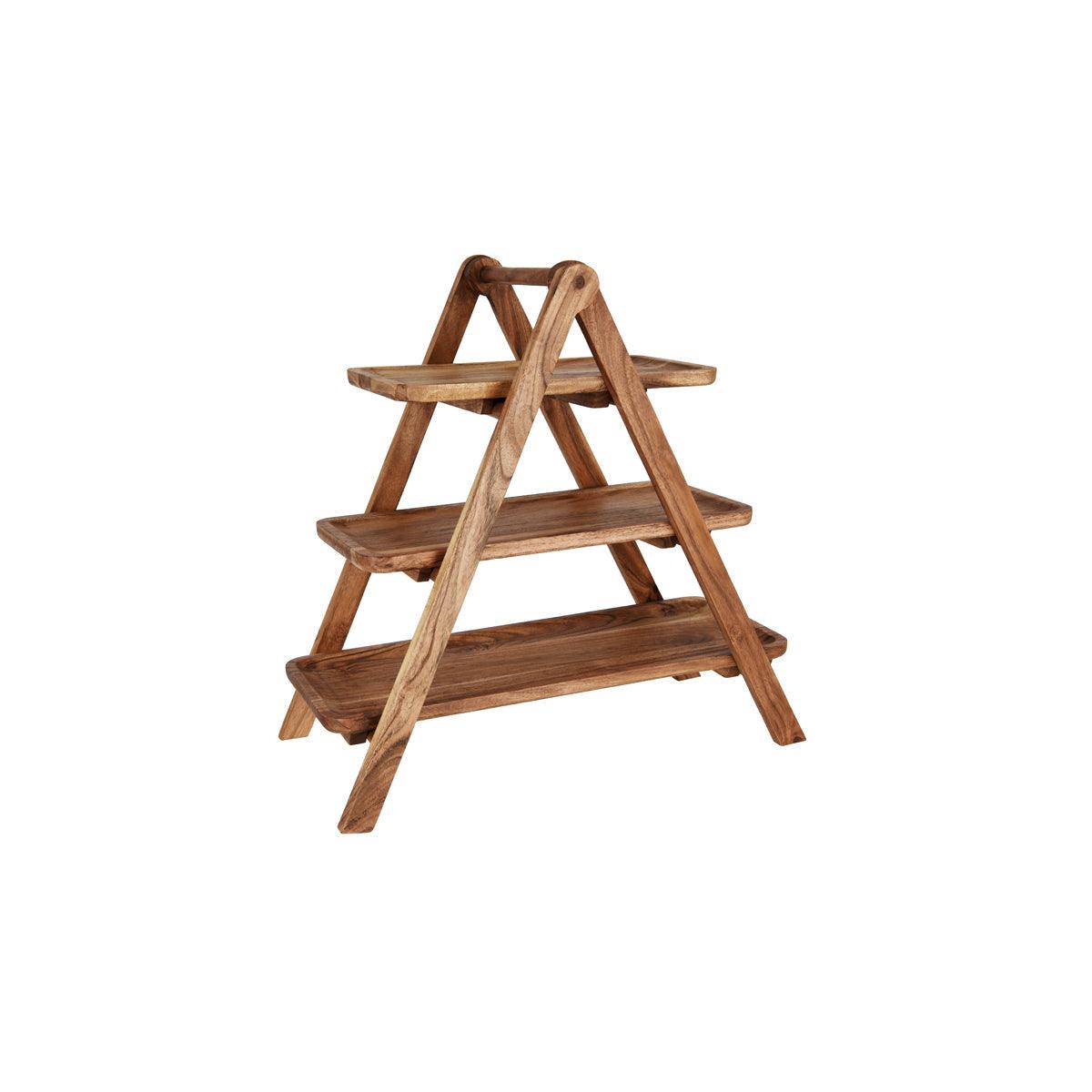 Chef Inox Serve Natural Acacia 3-Tier Display Stand 460x240x460mm (Box of 2) - Kitchenly