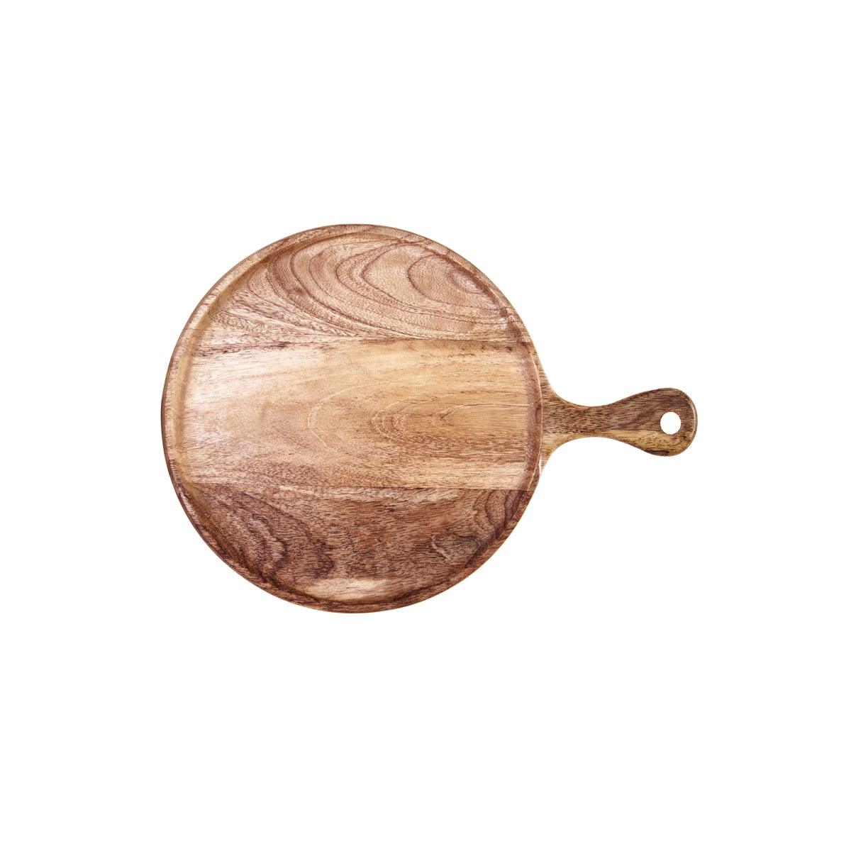 Chef Inox Round Serving Board with Handle Natural 570x20mm - Kitchenly