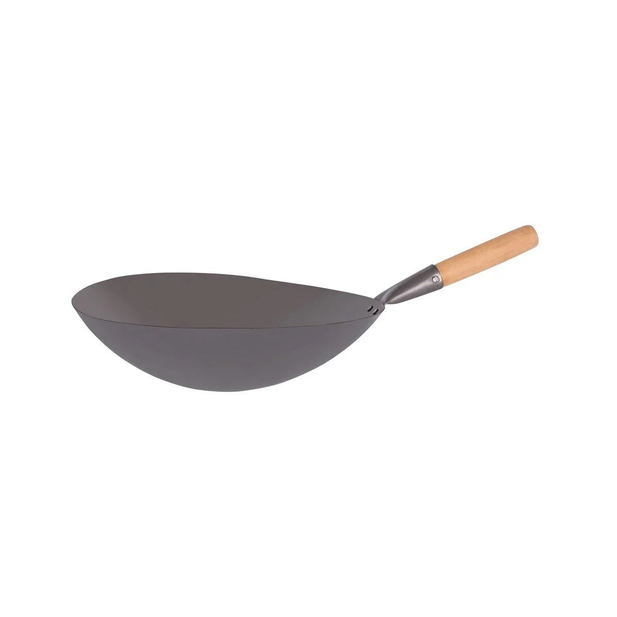 Chef Inox Asian Wok Iron Wood Handle 355mm - Kitchenly