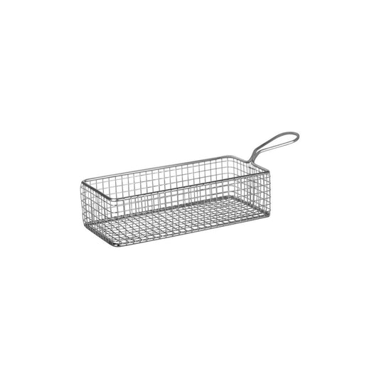 Chef Inox Wire Serving Basket Rectangular with Handle 200x100x60mm - Kitchenly