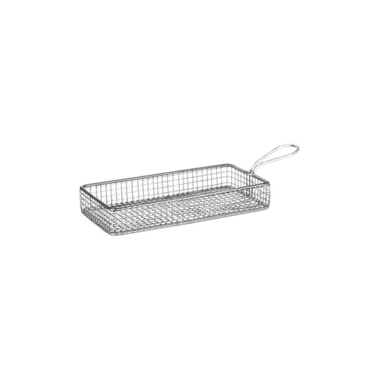 Chef Inox Wire Serving Basket Rectangular with Handle 220x100x35mm - Kitchenly