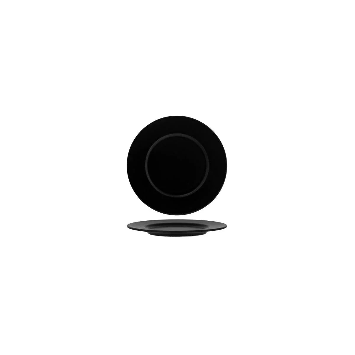 Bonna Notte Black Round Plate Wide Rim 160x10mm (Box of 6) - Kitchenly