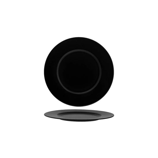 Bonna Notte Black Round Plate Wide Rim 240x15mm (Box of 6) - Kitchenly