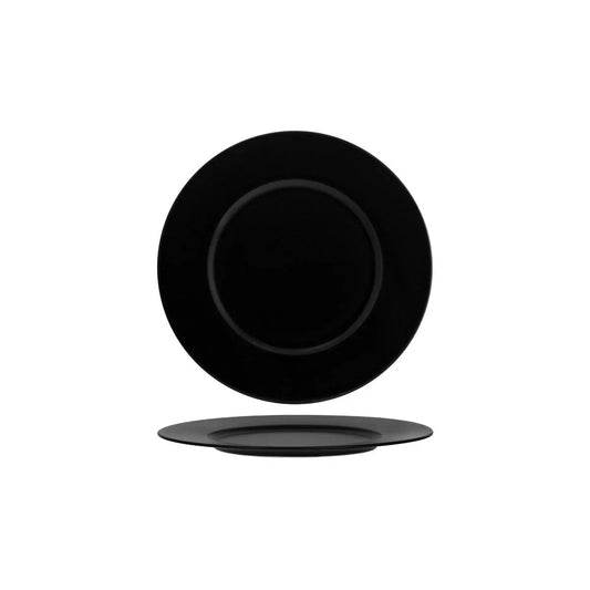 Bonna Notte Black Round Plate Wide Rim 280x18mm (Box of 6) - Kitchenly