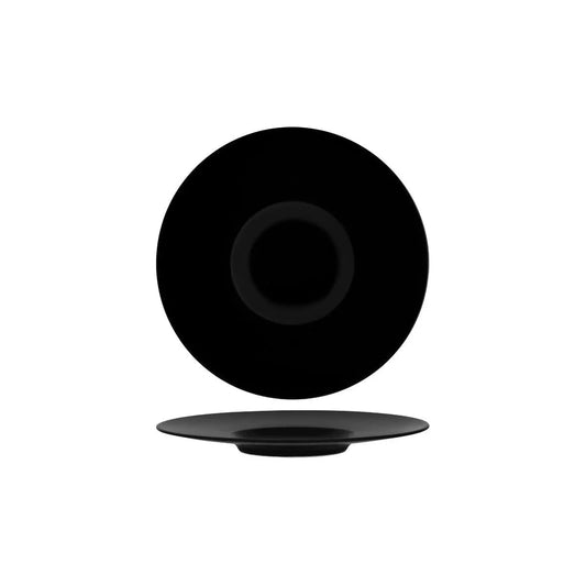 Bonna Notte Black Round Plate Wide Rim 300x30mm (Box of 6) - Kitchenly