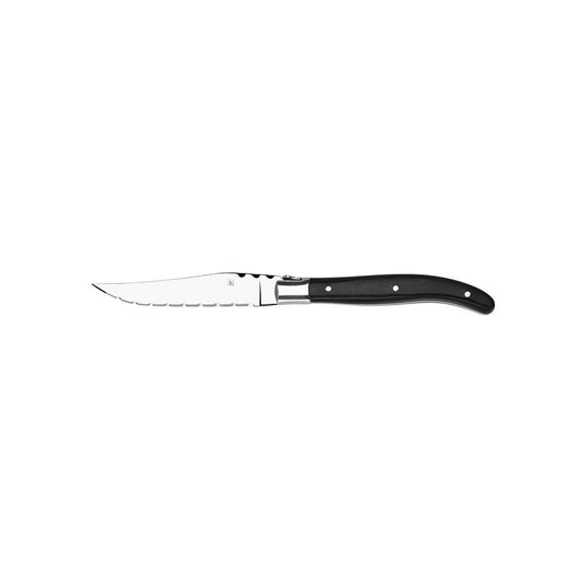 Tablekraft Steak Knives Paris Black Pakkawood Handle Pointed Tip (Box of 12) - Kitchenly