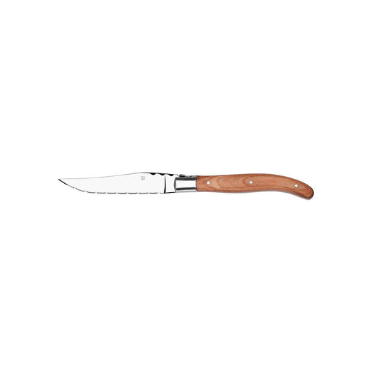 Tablekraft Steak Knives Paris Wood Pakkawood Handle Pointed Tip (Box of 12) - Kitchenly