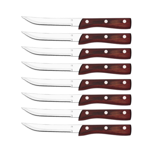 Tablekraft Steak Knive Jumbo Pointed Tip Pakkawood Set 8pc - Kitchenly
