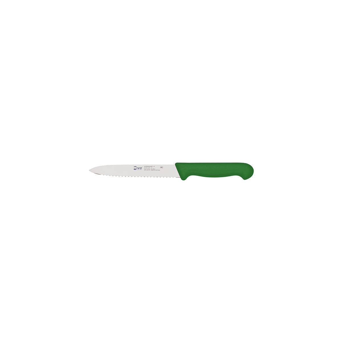 Ivo Professional Line I Utility Knife Serrated Blade Green 130mm - Kitchenly