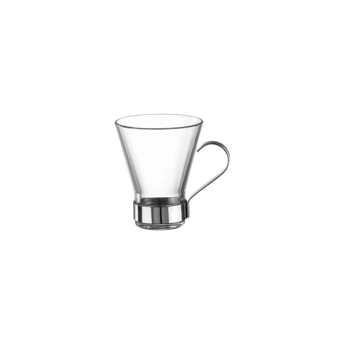 Bormioli Rocco Ypsilon Cappuccino Cup 220ml With Stainless Steel Handle (Box of 24) - Kitchenly